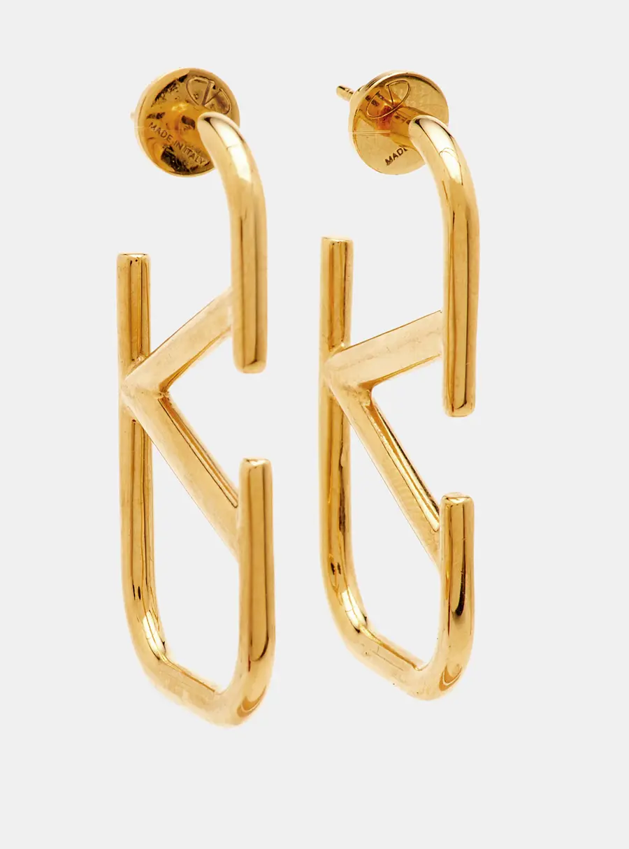Valentino Garavani VLogo Signature Gold Tone Hoop Earrings