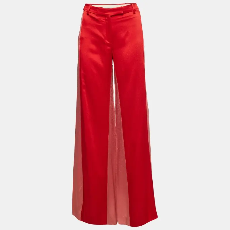 Valentino Red Crepe Wide Leg Pants M