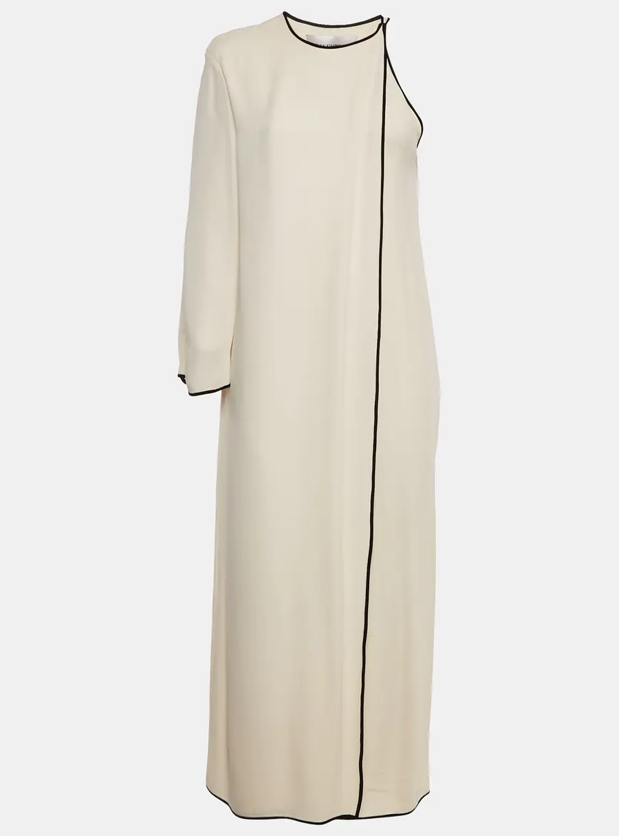 Valentino Cream Silk Asymmetric Long Dress M