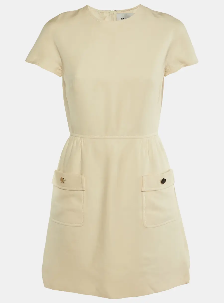 Valentino Cream Wool & Silk Knee Length Dress M