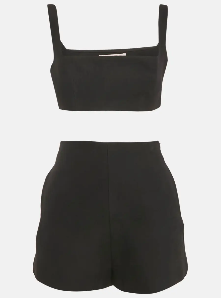 Valentino Black Wool Blend Top and Shorts Set S