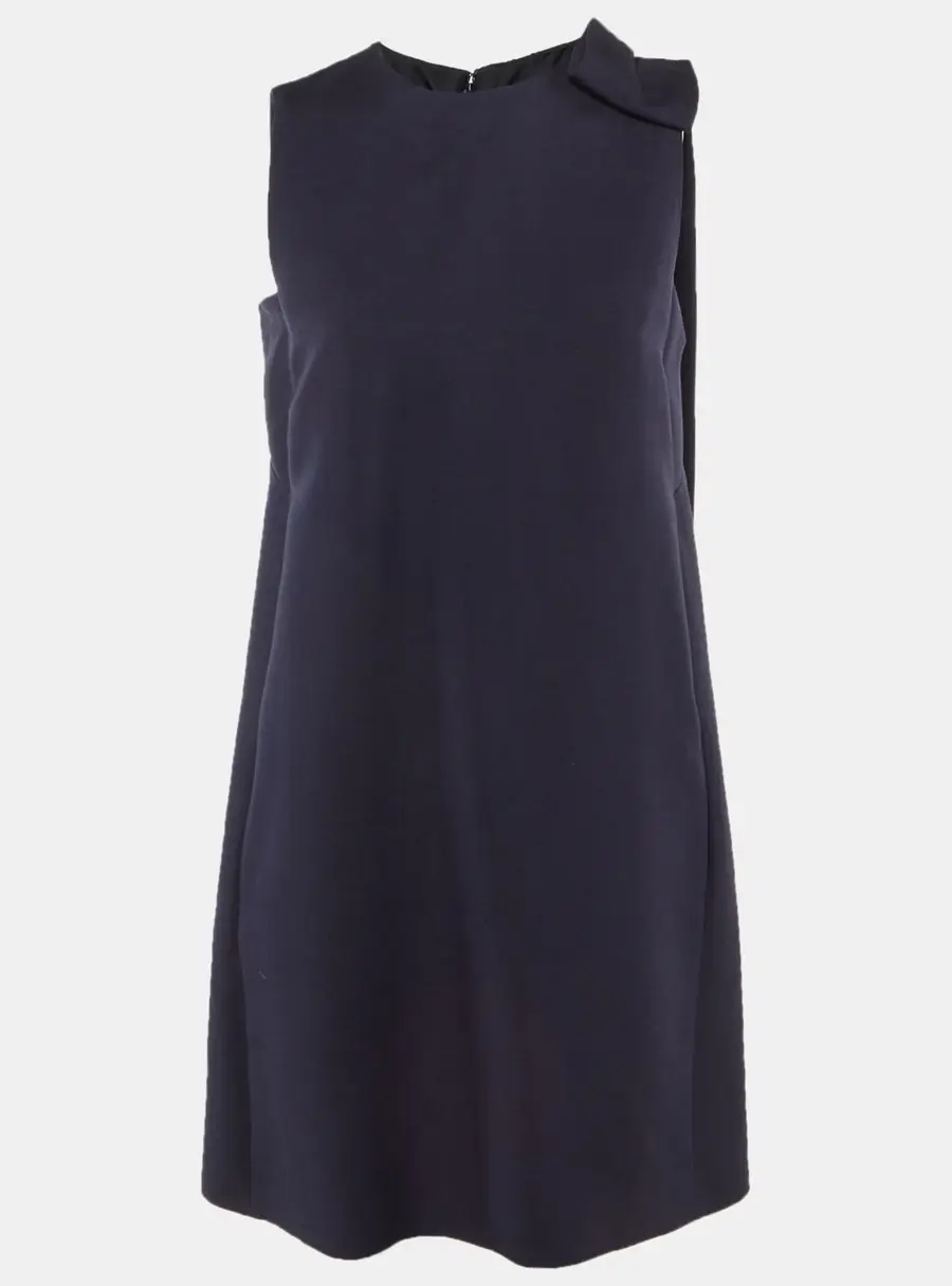 Valentino Navy Blue Wool & Silk Bow Detail Mini Dress S