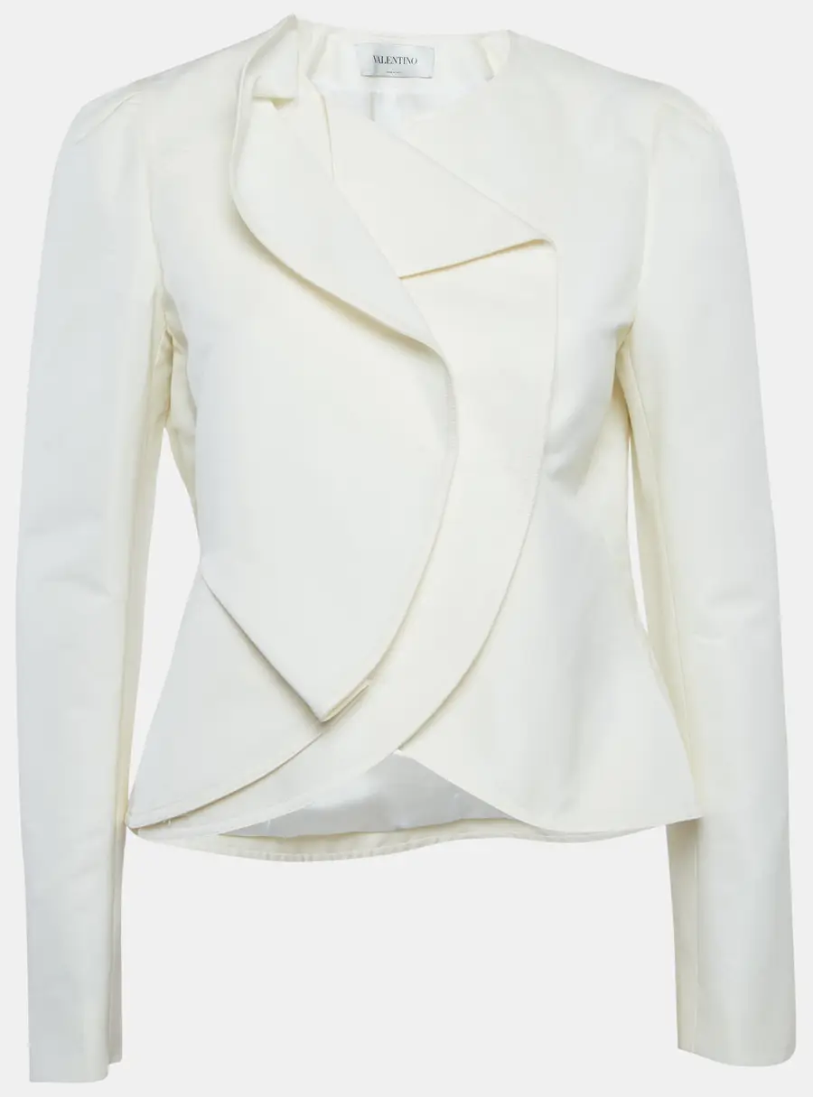 Valentino Off-White Cotton Cross-Over Jacket M