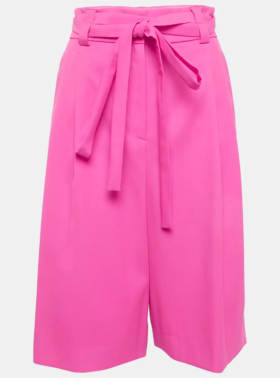 Valentino Neon Pink Wool Pleated Knee-Length Shorts M