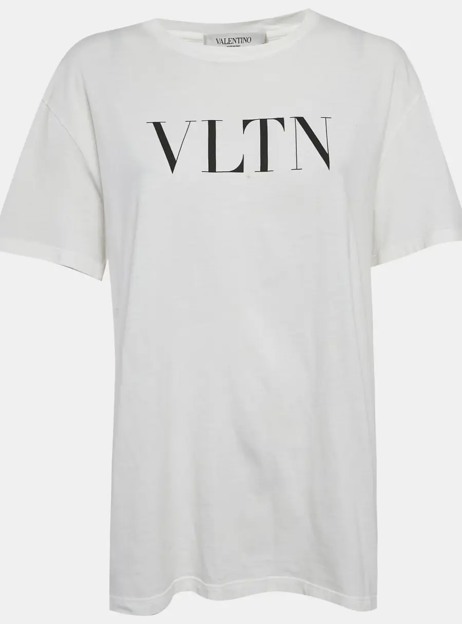Valentino White Logo Print Jersey T-Shirt M