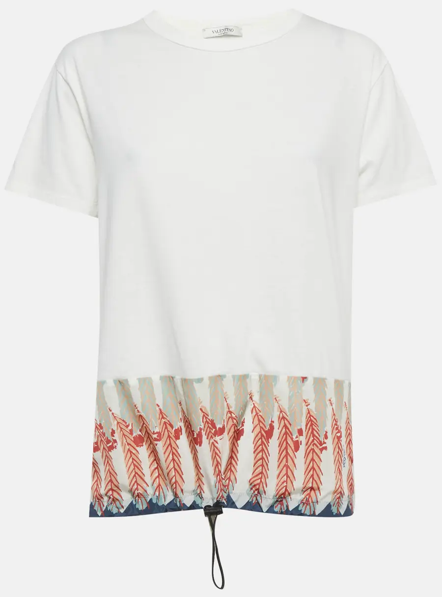 Valentino White Printed Jersey and Nylon T-Shirt S