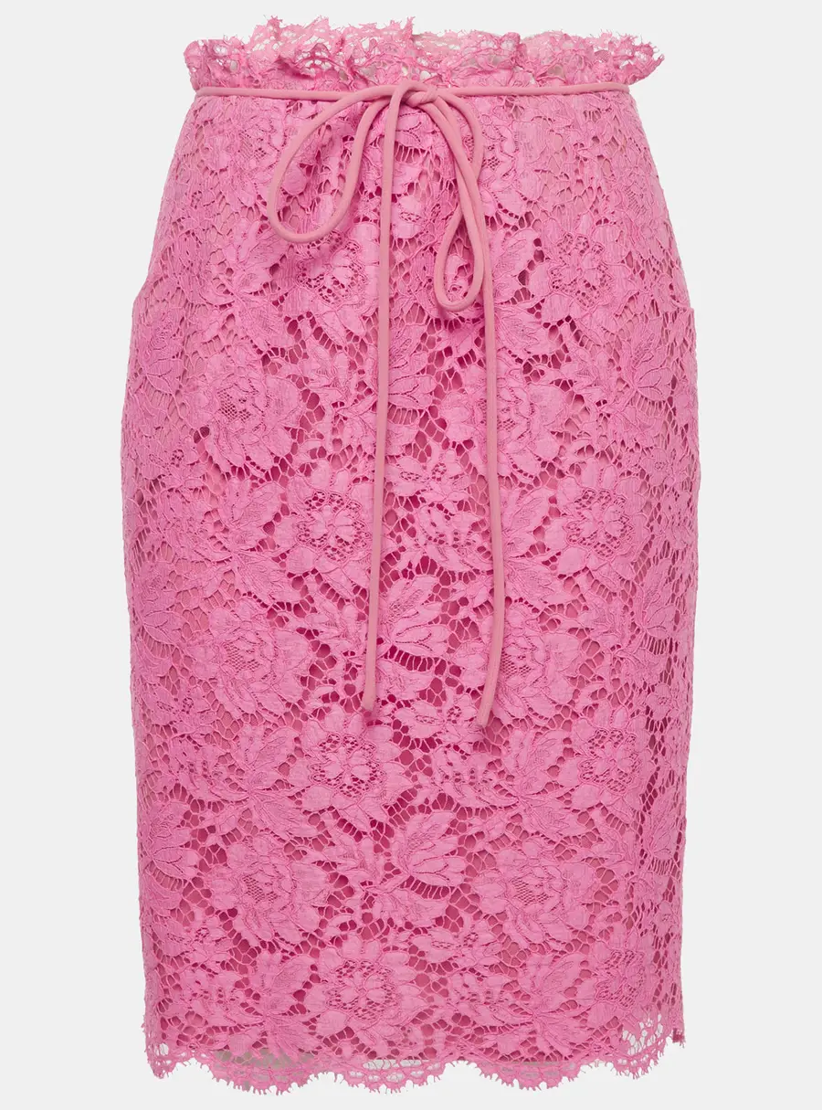 Valentino Pink Lace Pencil Skirt M