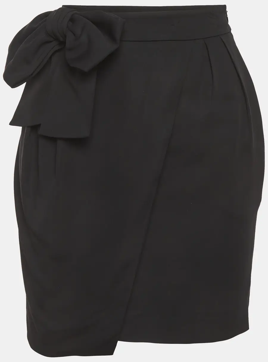 Valentino Black Crepe Bow Detail Mini Skirt M