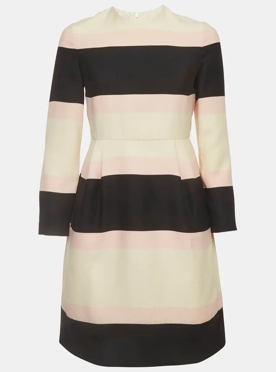 Valentino Multicolour Striped Long Sleeve Mini Dress S