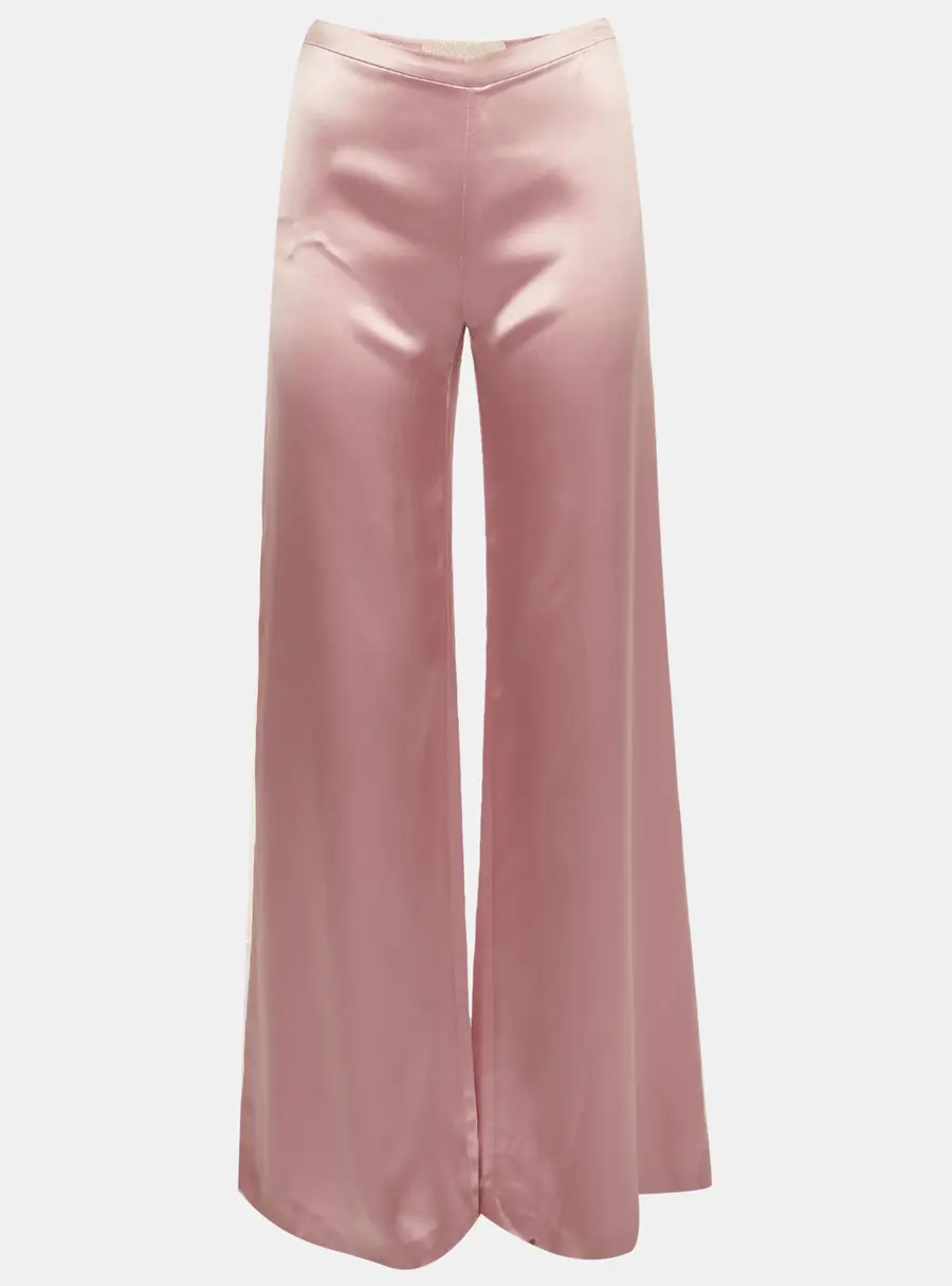 Valentino Pink Satin Silk Flared Trousers S
