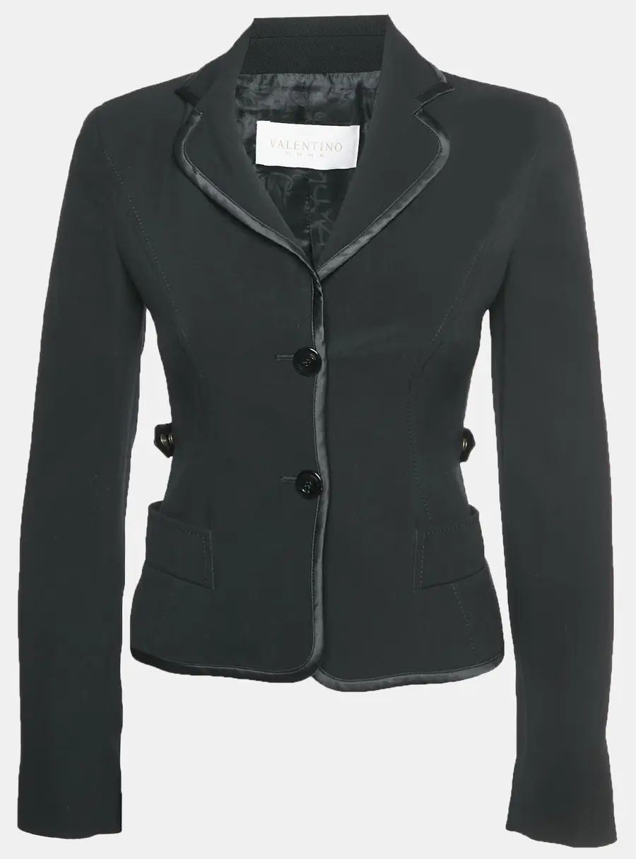 Valentino Black Wool Belt Detail Single Breasted Blazer S