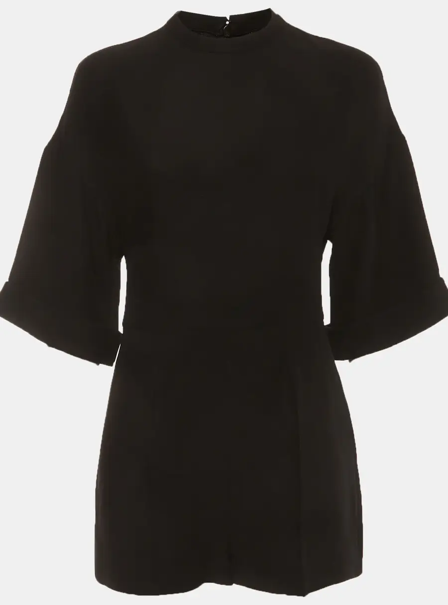 Valentino Black Crepe Short Sleeve Jumpsuit S