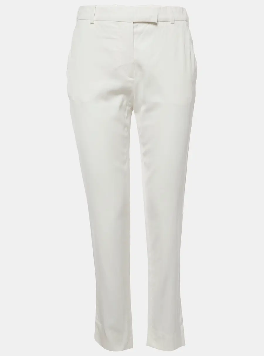 Valentino White Cotton Straight Leg Trousers M