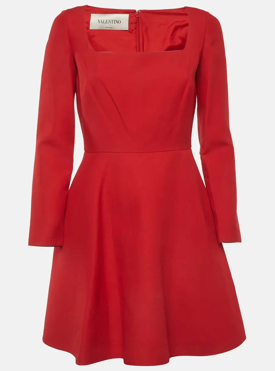 Valentino Red Crepe Flared Mini Dress S
