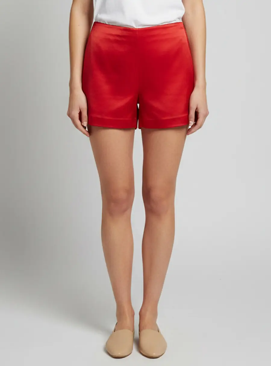 Valentino Red Satin Regular Shorts S