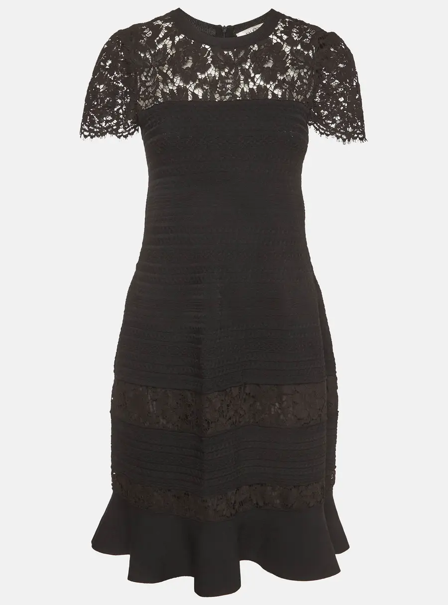 Valentino Black Knit Short Sleeve Midi Dress L