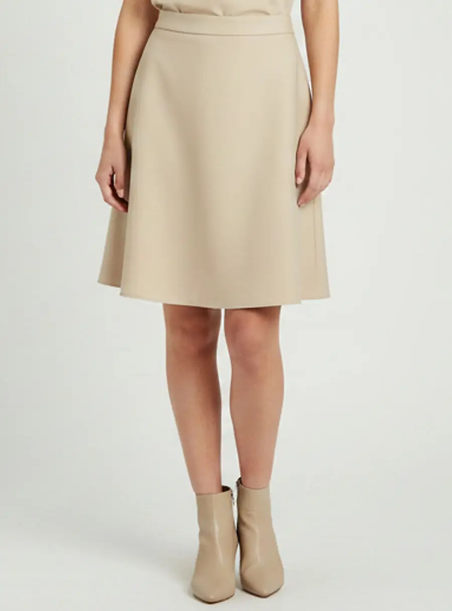 Valentino Beige Silk Flared Midi Skirt S