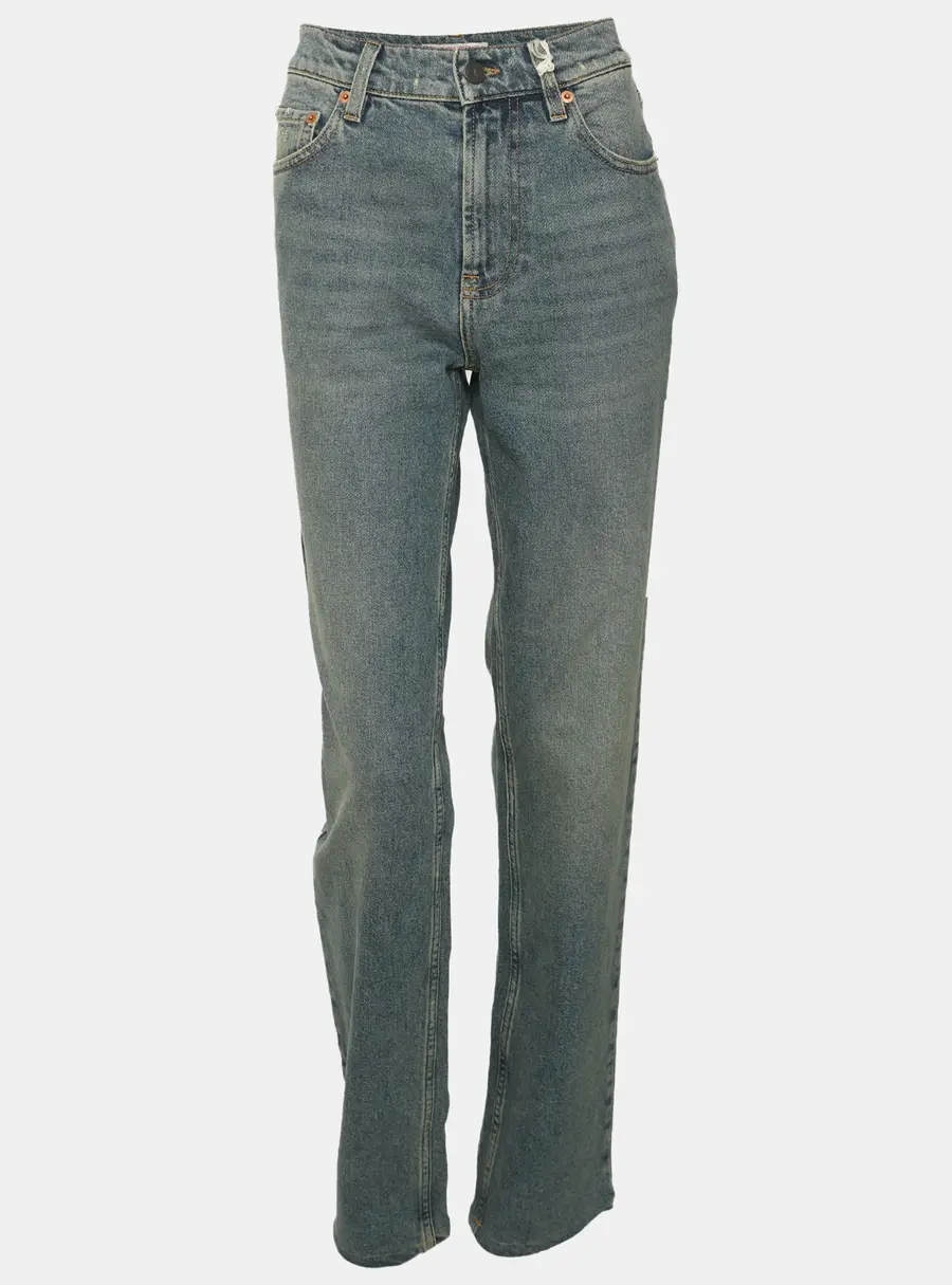 Valentino Stone Blue Wash Denim Straight Leg Jeans XS