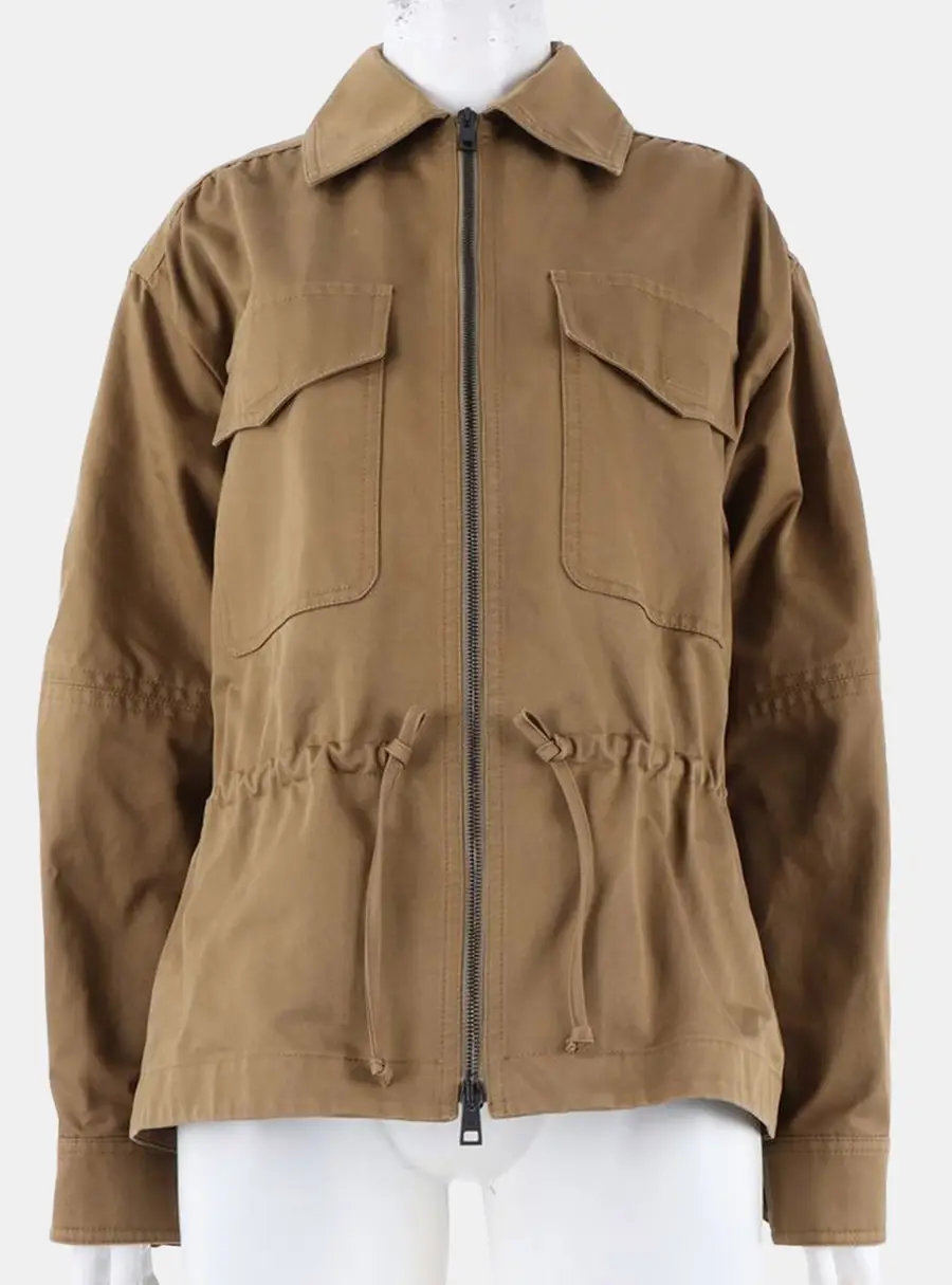 Valentino Brown Cotton Zip-Up Jacket Size S