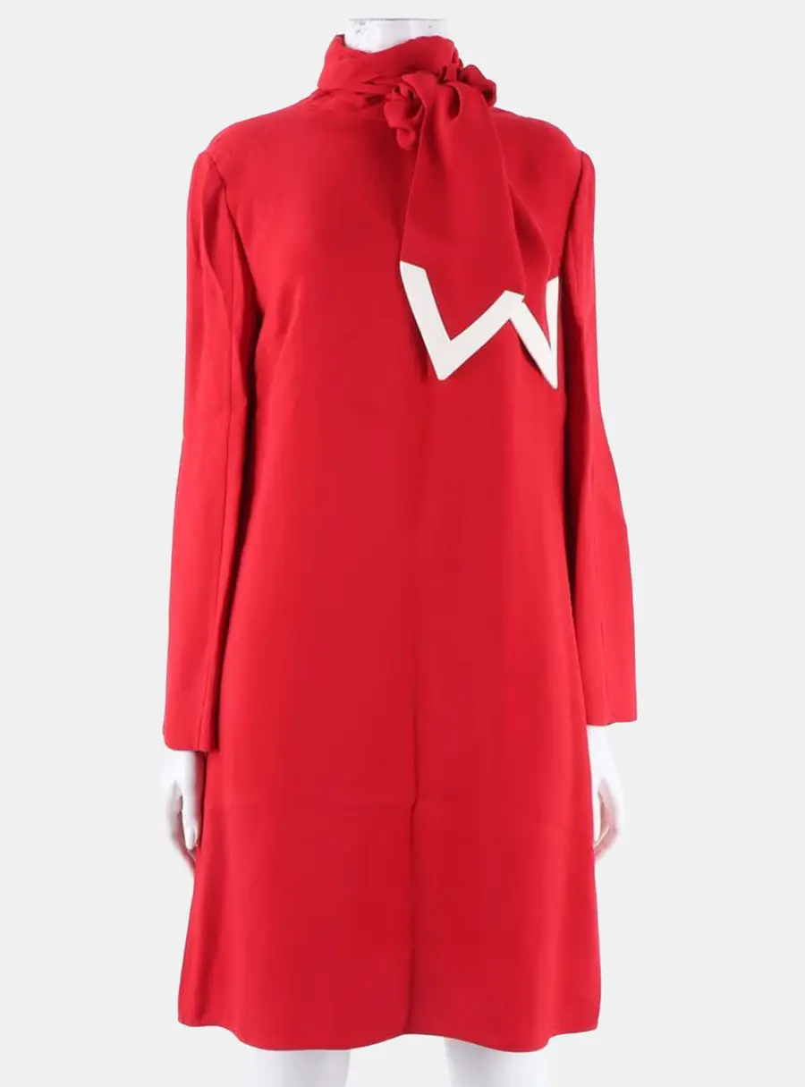 Valentino Red/White Rayon Long Sleeves Dress Size S
