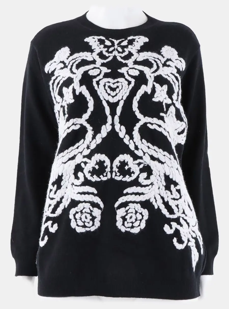 Valentino Black/White Wool Long Sleeved Knit Size S