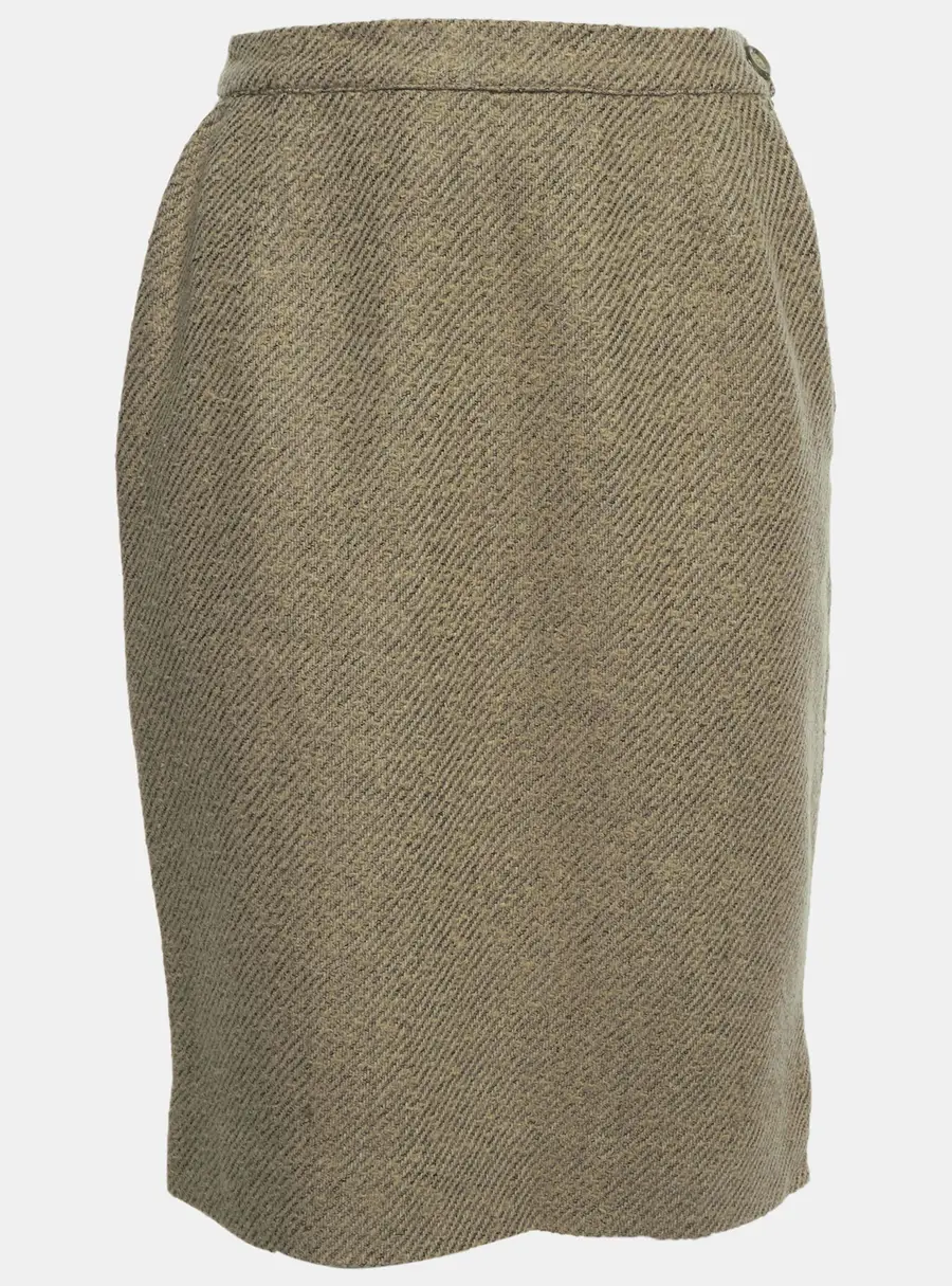 Valentino Green Wool Vintage Knee Length Skirt L