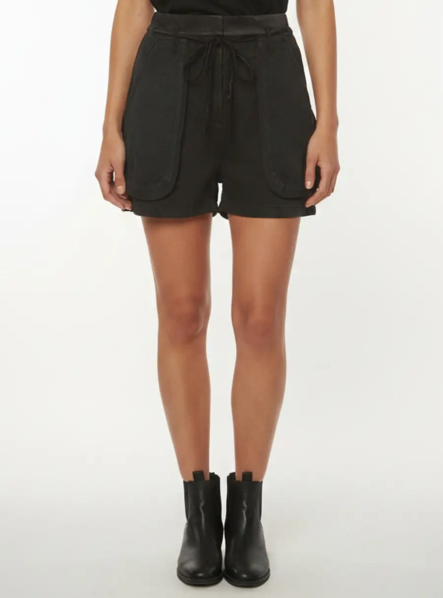 Valentino Black Denim and Corduroy Trim Inside Out Shorts L