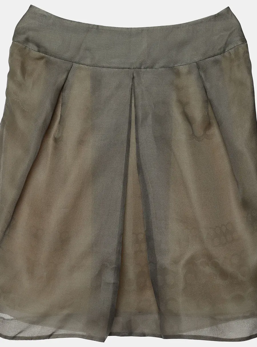 Valentino Grey Silk Pleat Detail Skirt L