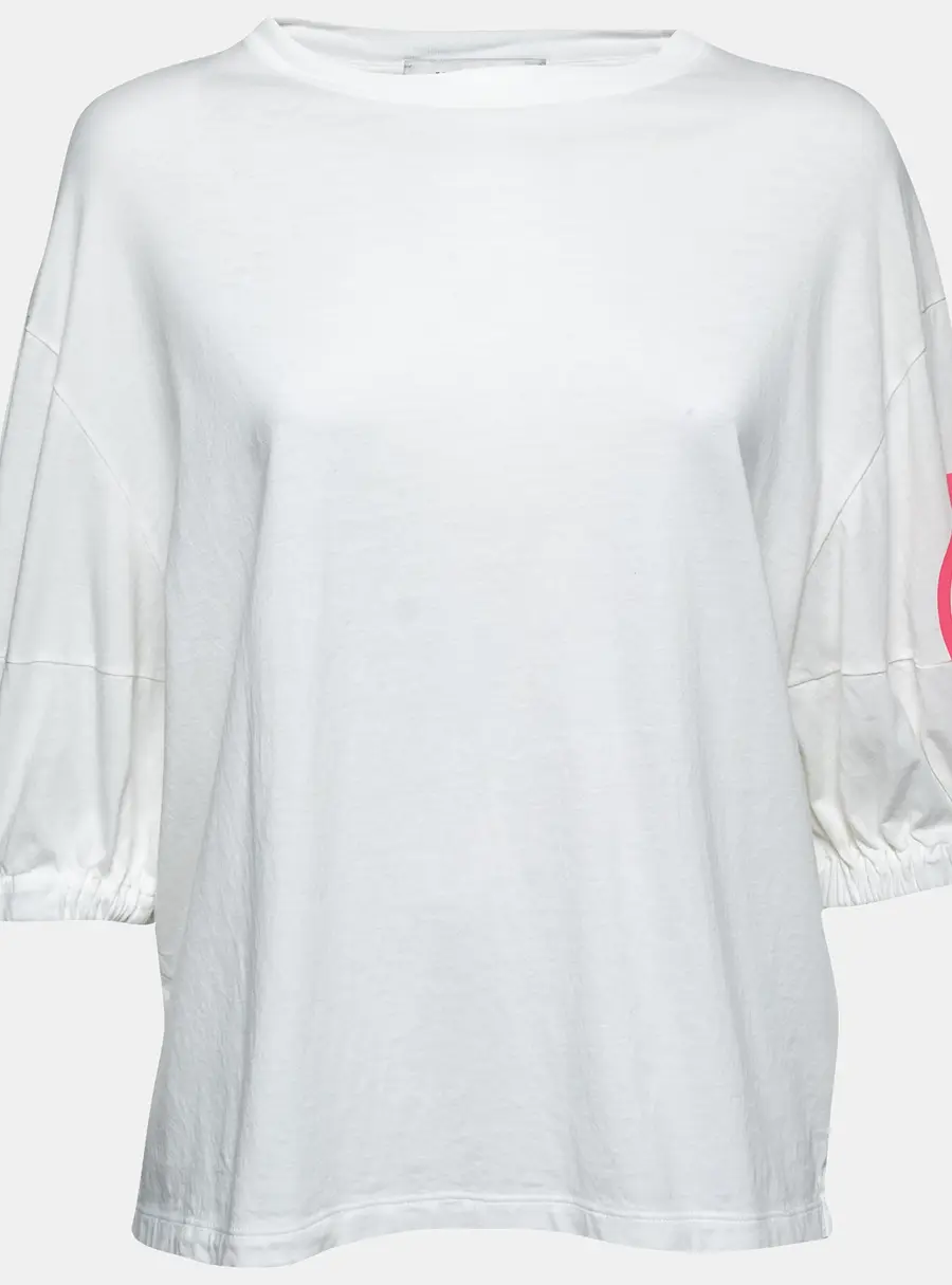 Valentino White Cotton V-Logo Printed Round Neck T-Shirt XS