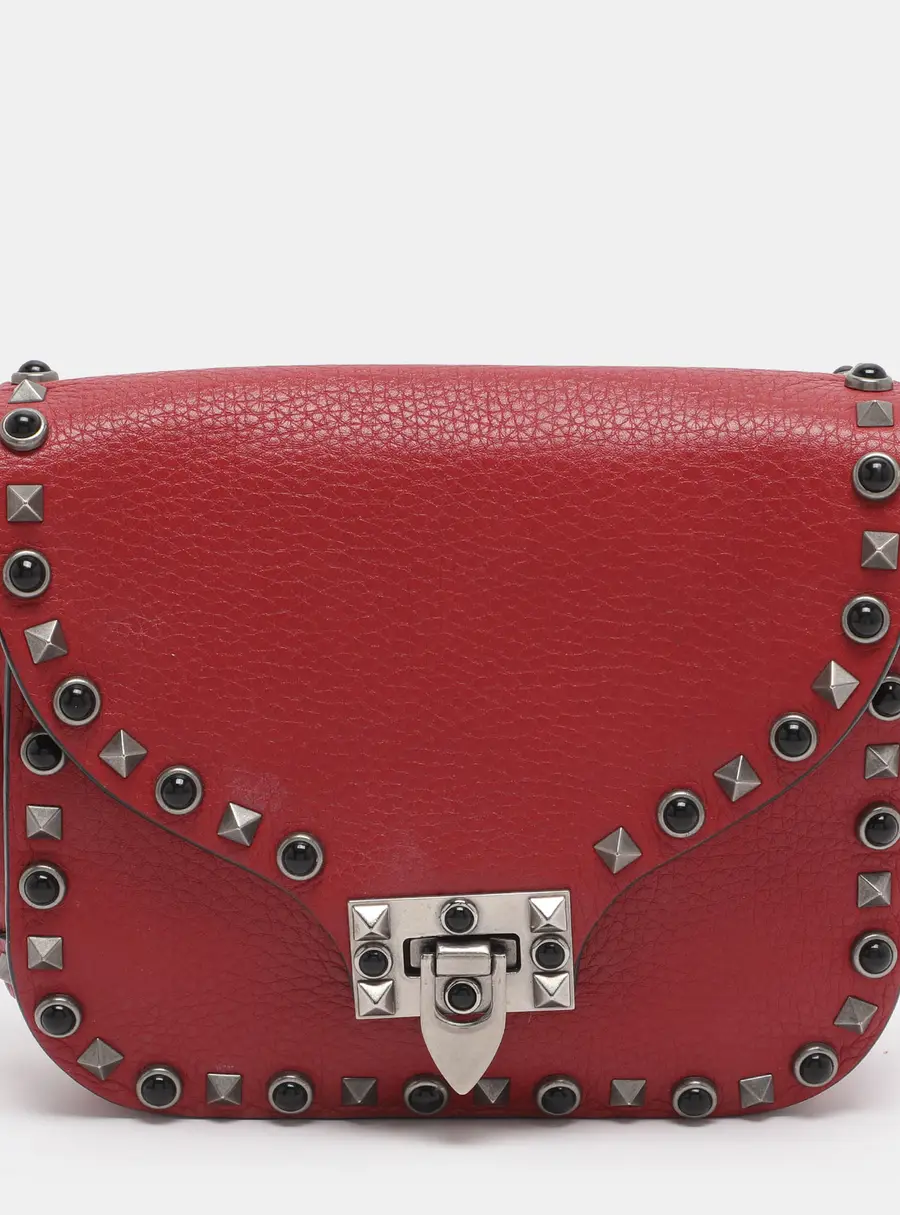 Valentino Rolling Rockstud Red Leather Shoulder Bags
