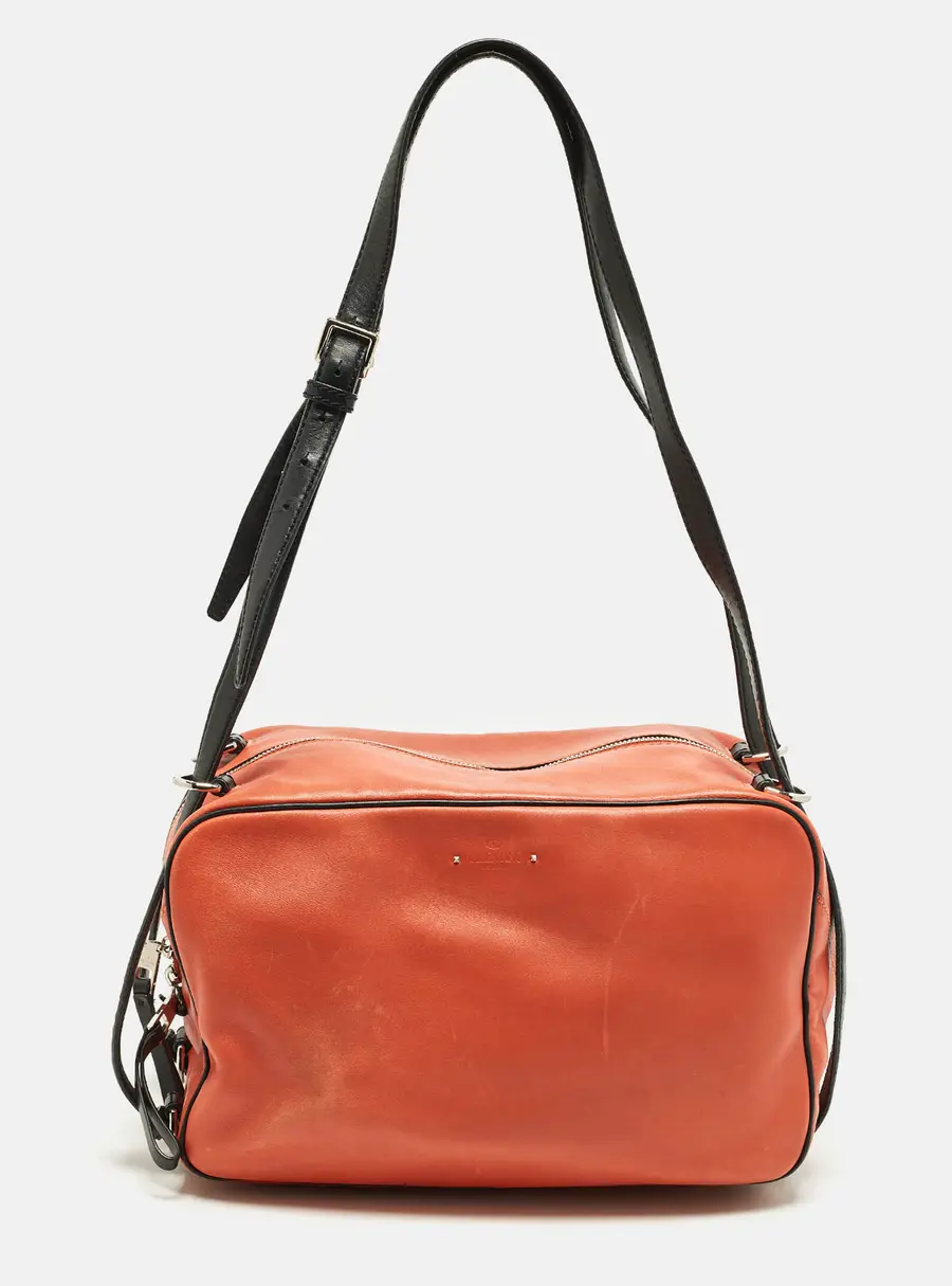Valentino Orange/Black Leather Duffel Bag