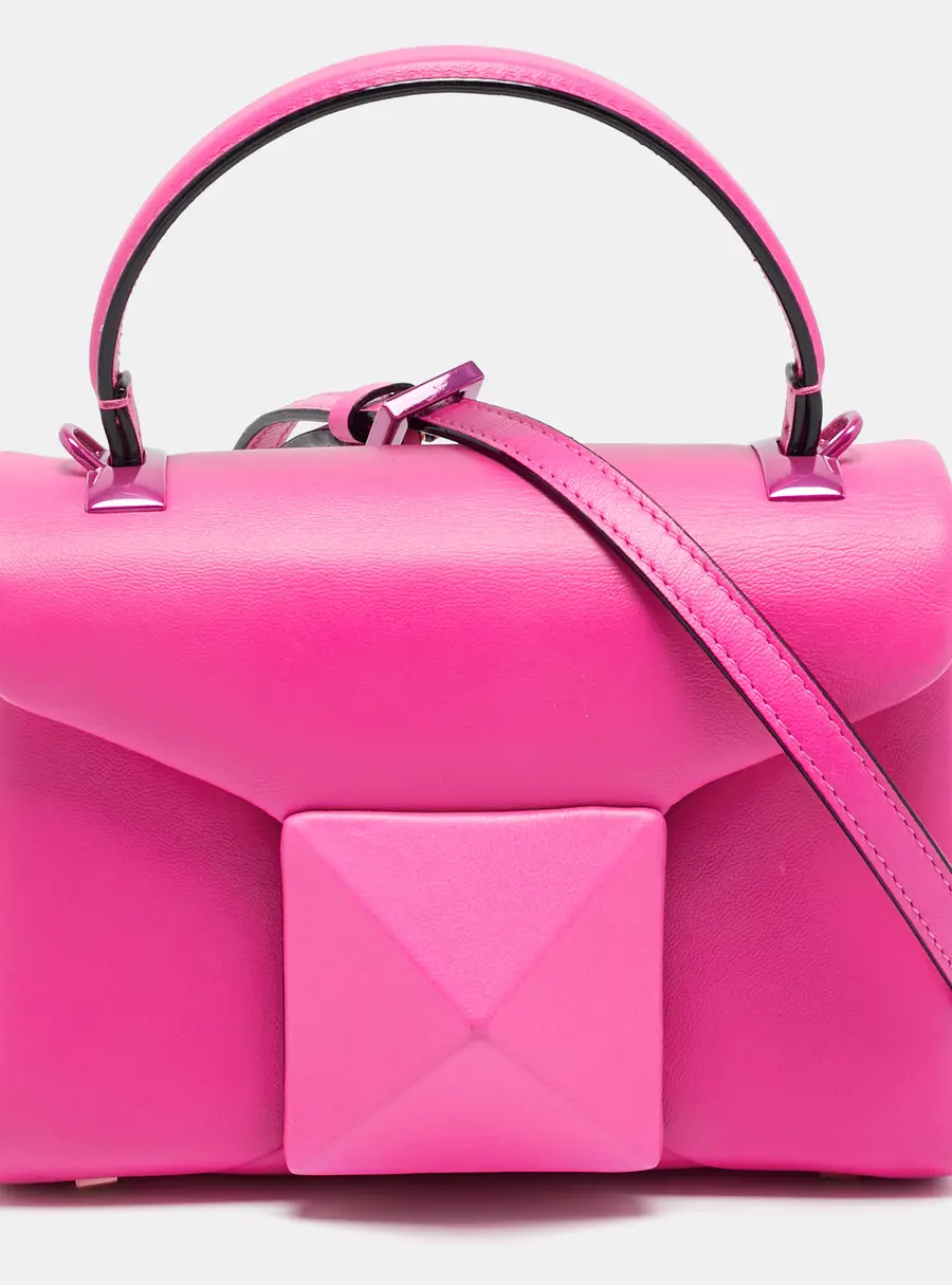 Valentino One Stud Pink Leather Top Handle Bag