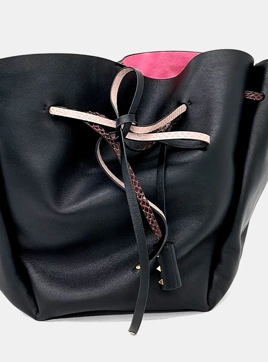 Valentino Black Leather Bucket Bag