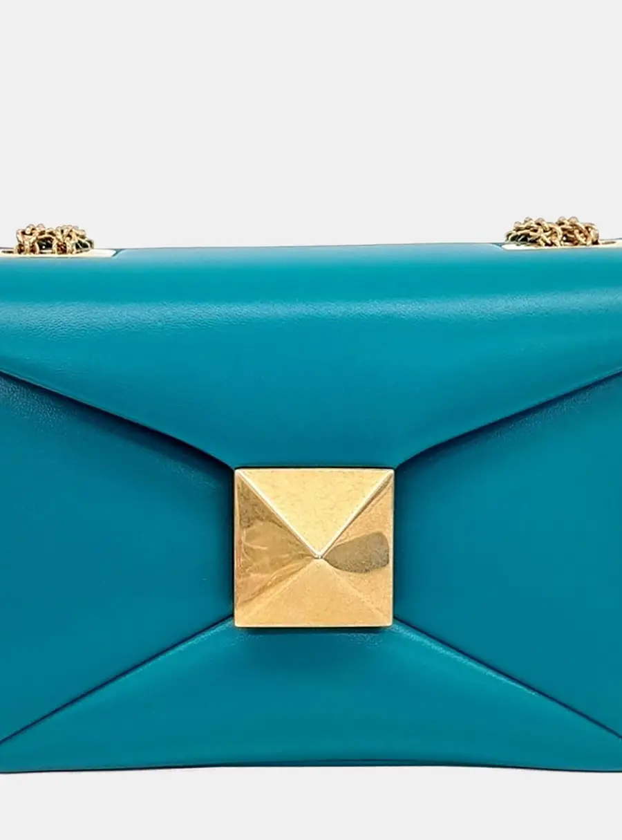 Valentino Blue Leather One Stud Chain Shoulder Bag