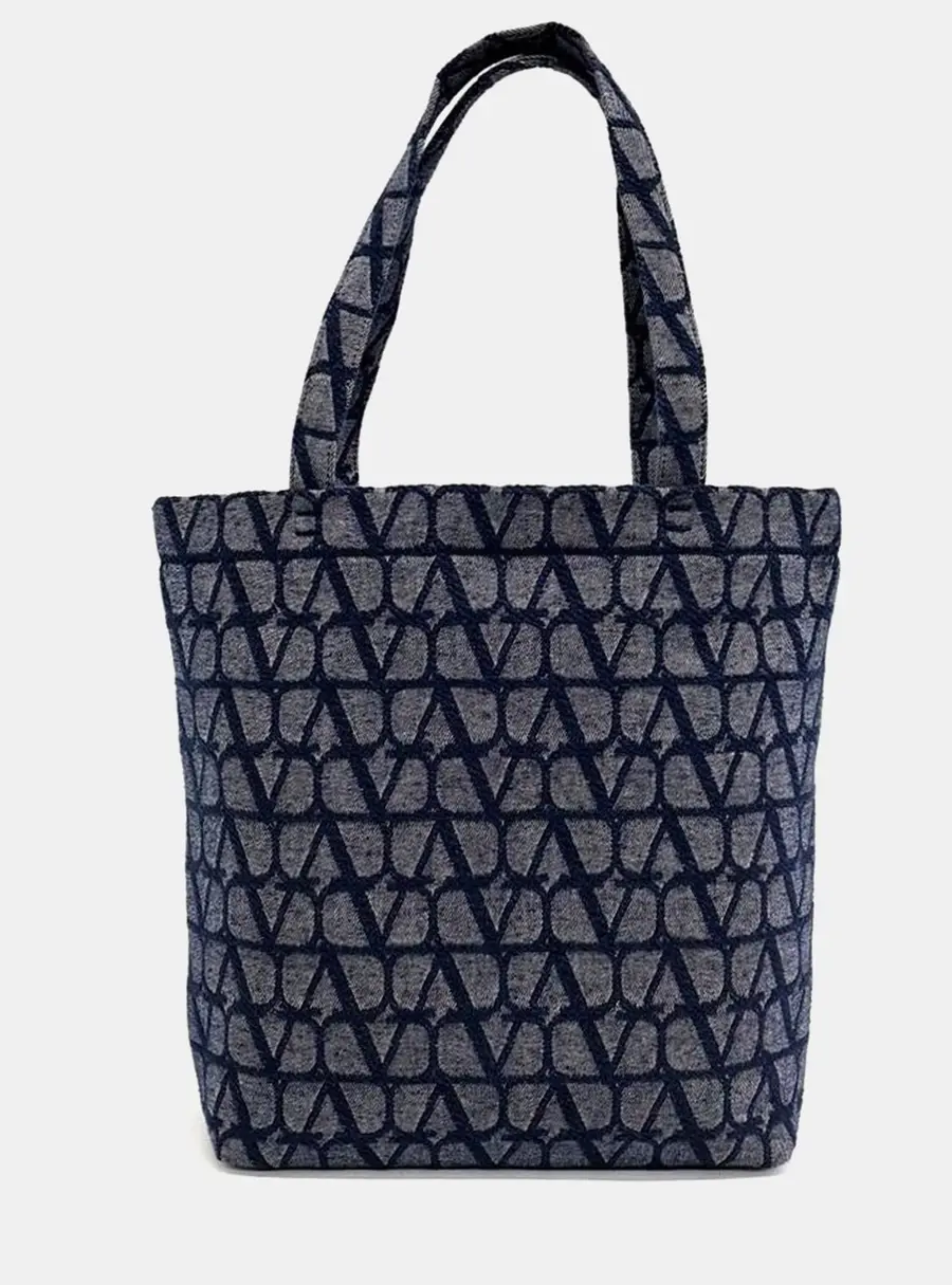 Valentino Navy Blue Denim Gabarani Shoulder bag