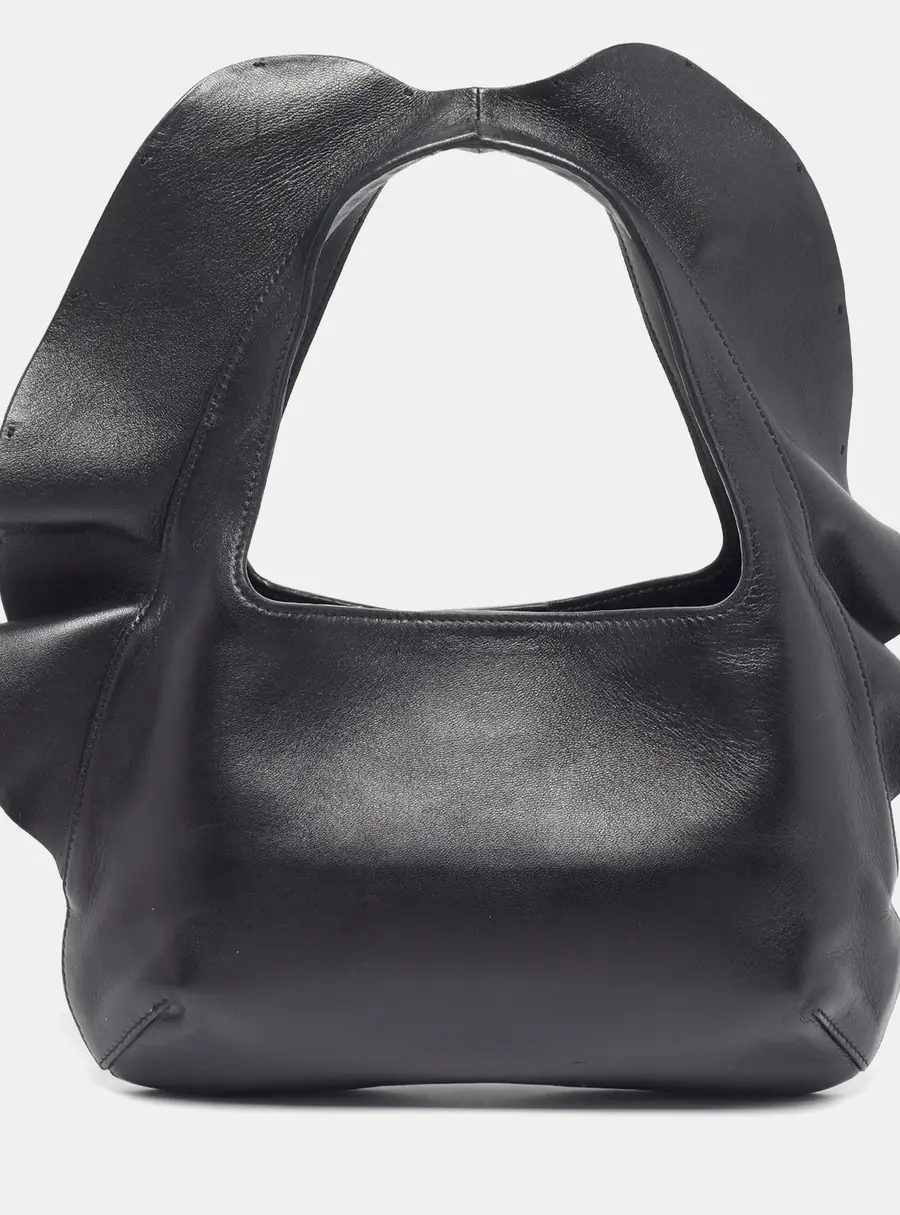 Valentino Atelier Rouches 04 Black Leather Hobo