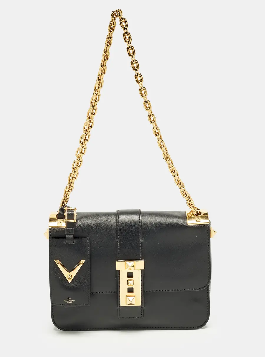 Valentino B-Rockstud Black Leather Shoulder Bag