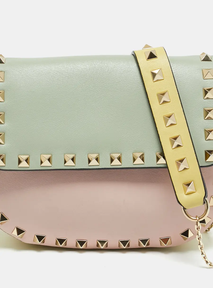 Valentino Rockstud Multicolor Leather Chain Crossbody Bag