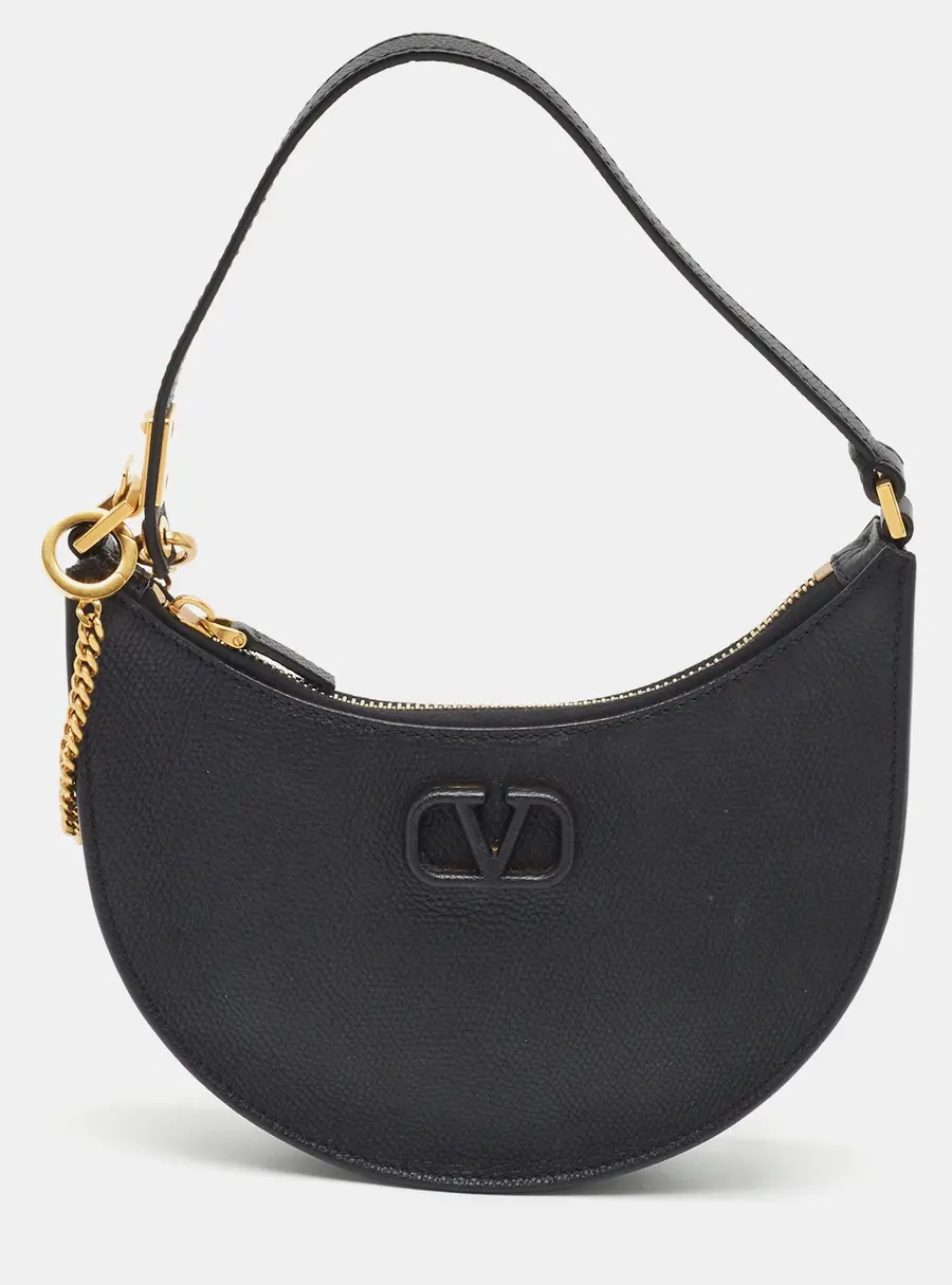 Valentino VLogo Mini Black Leather Hobo