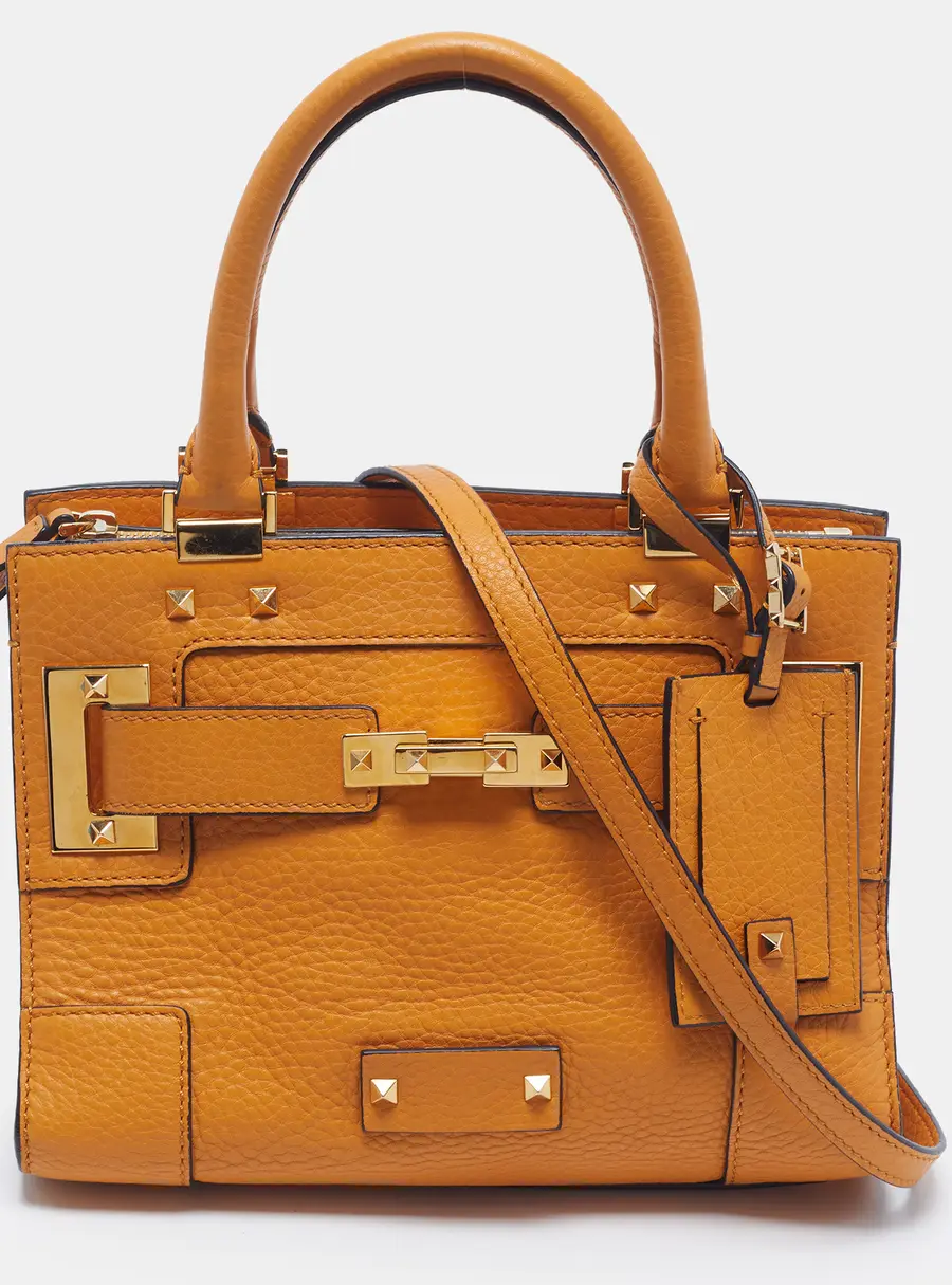 Valentino My Rockstud Dark Yellow Leather Tote