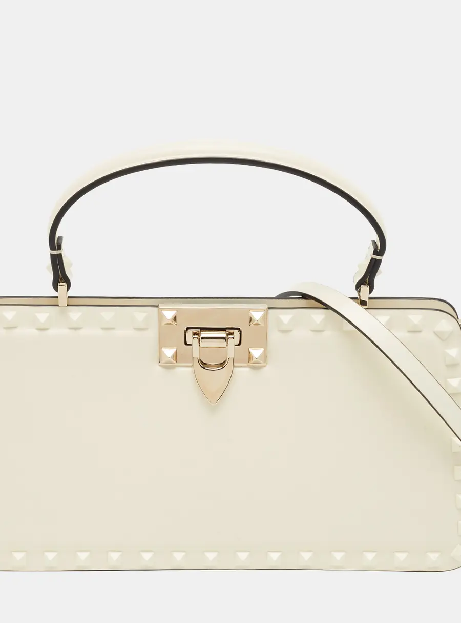 Valentino Garavani Off White leather Small Rockstud Top-Handle Bag
