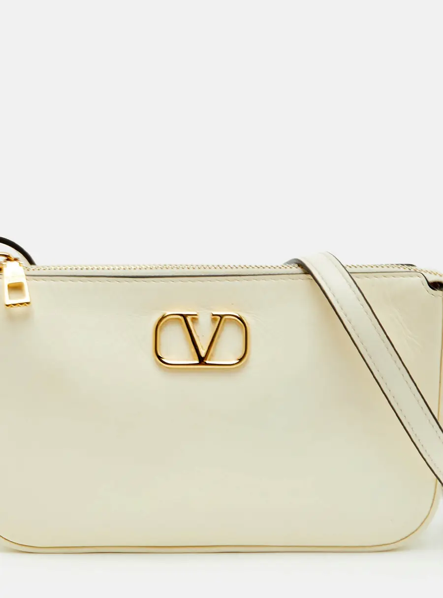 Valentino VLogo Off White Leather Shoulder Bag