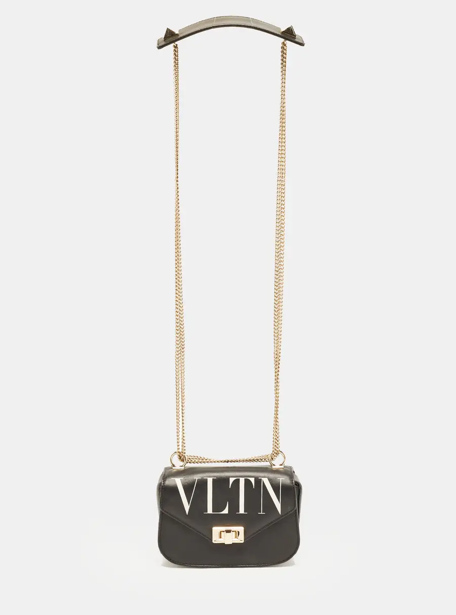 Valentino VLTN Black Small Leather Chain Bag