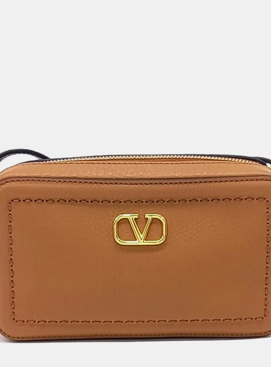 Valentino Brown Leather Garavani All-Time Crossbody Bag