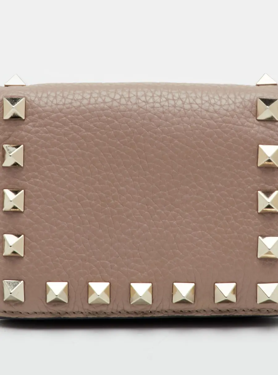 Valentino Beige Leather Bifold Card Case