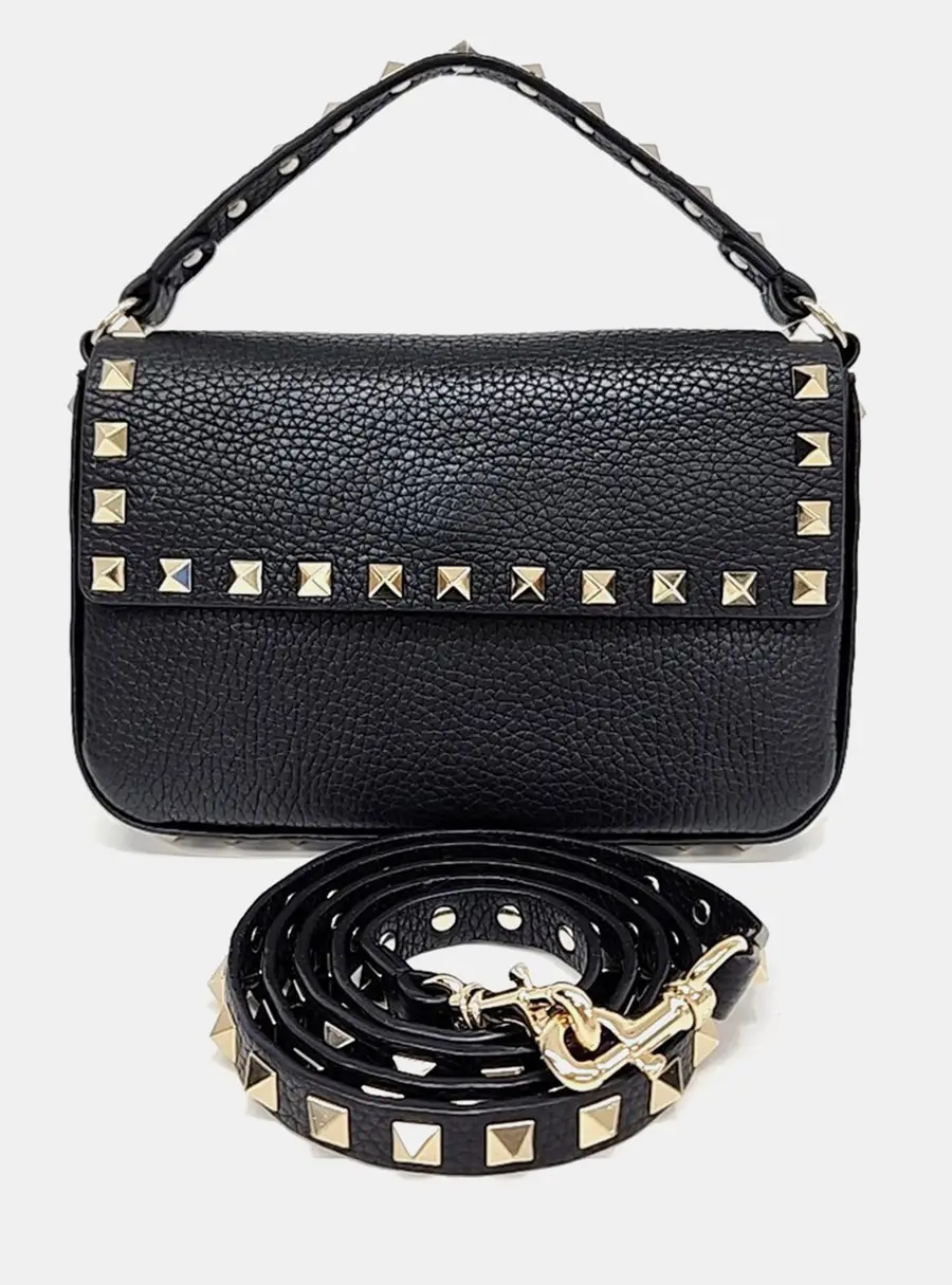 Valentino Black Leather Valentino Rockstud crossbody and shoulder bag