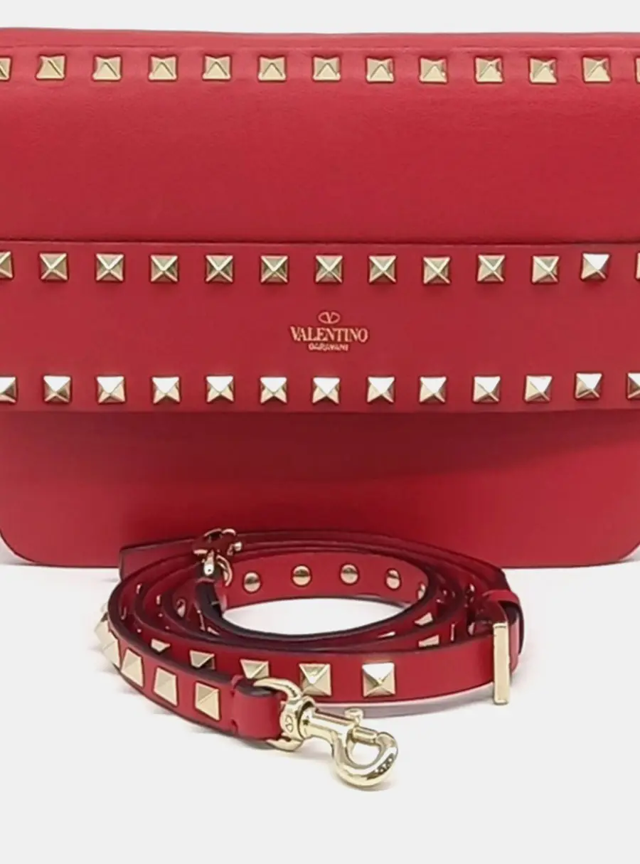Valentino Red Leather Rockstud Crossbody bag