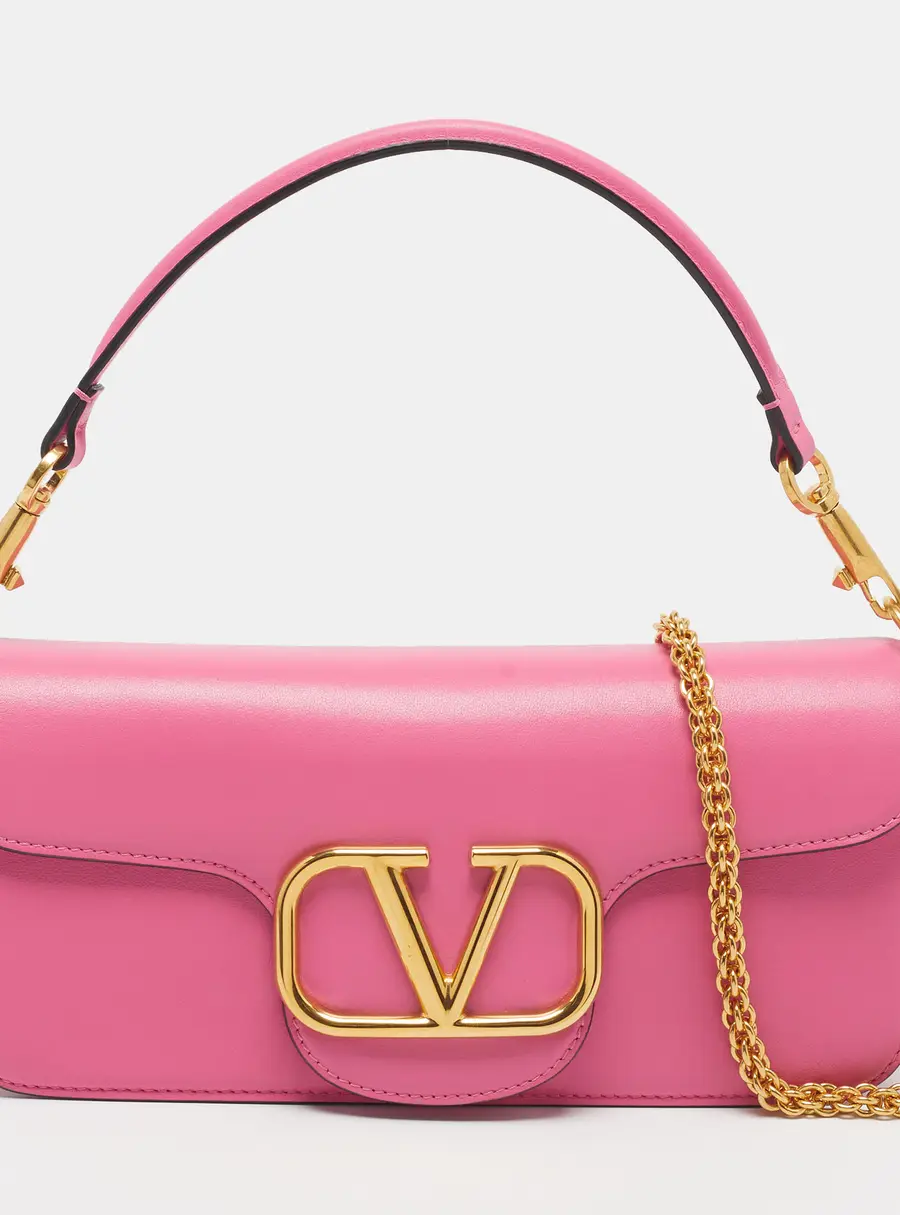 Valentino Loco Pink Leather Flap Shoulder Bag