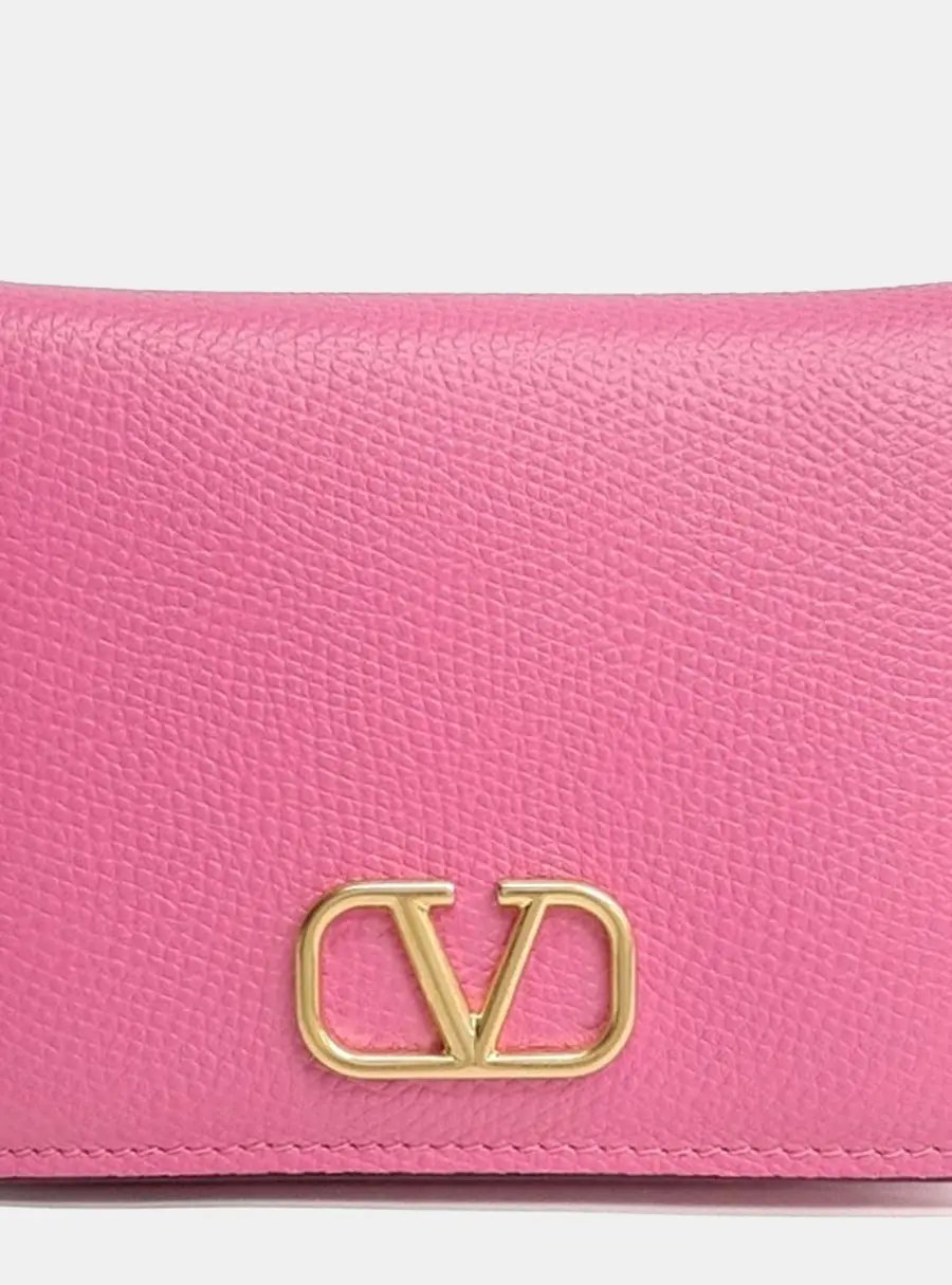 Valentino Pink Leather V-logo wallet