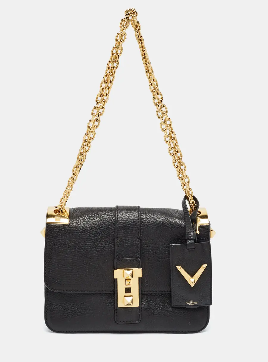 Valentino B-Rockstud Black Leather Shoulder Bag